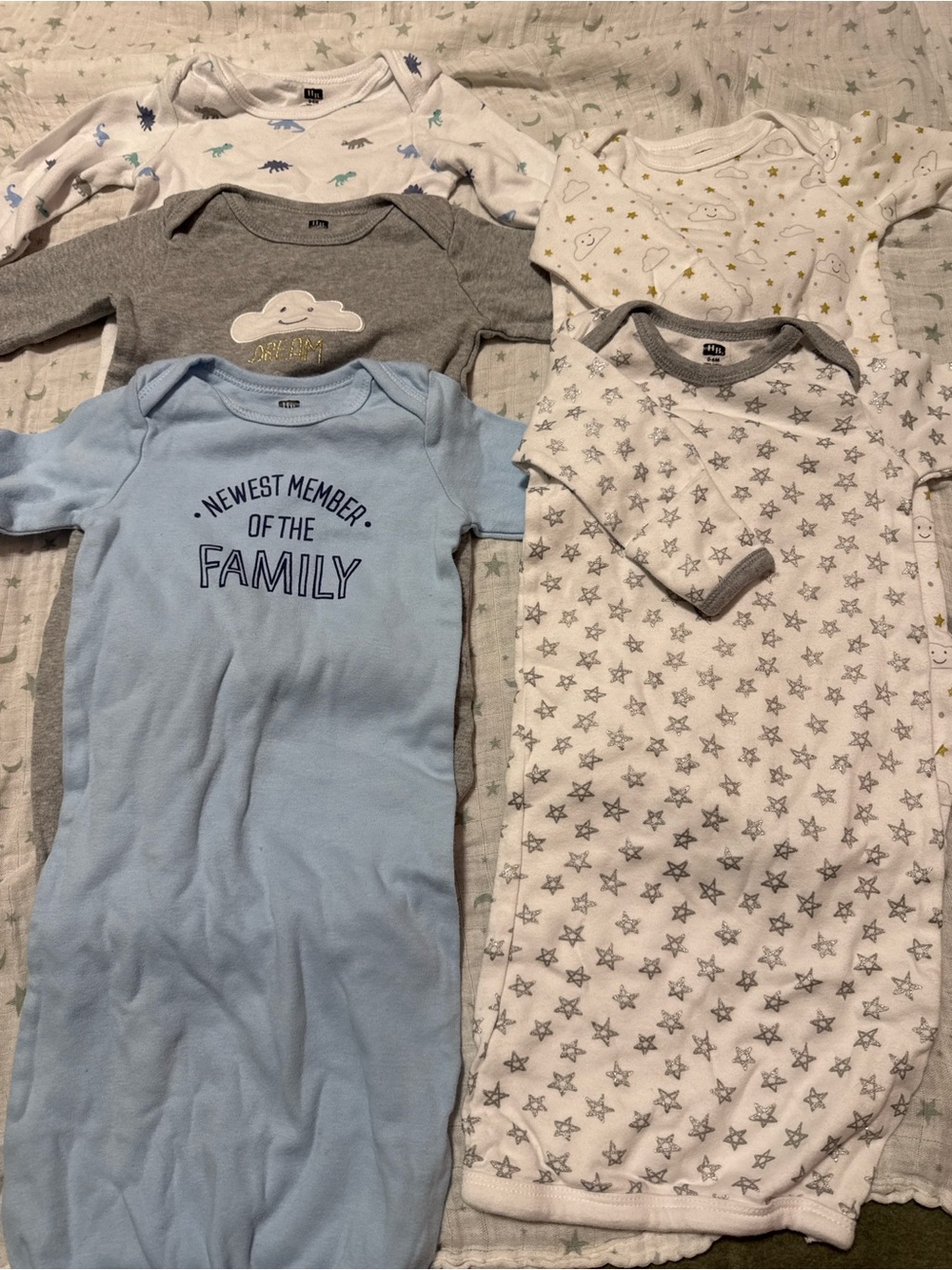 Hudson Baby Sleep Gowns Set - Light Blue, Gray, White